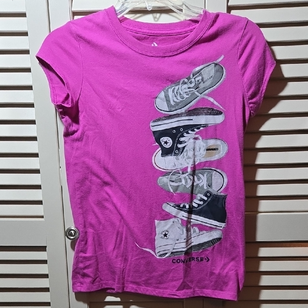 Converse Pink Short Sleeve Tee with Sneaker Print